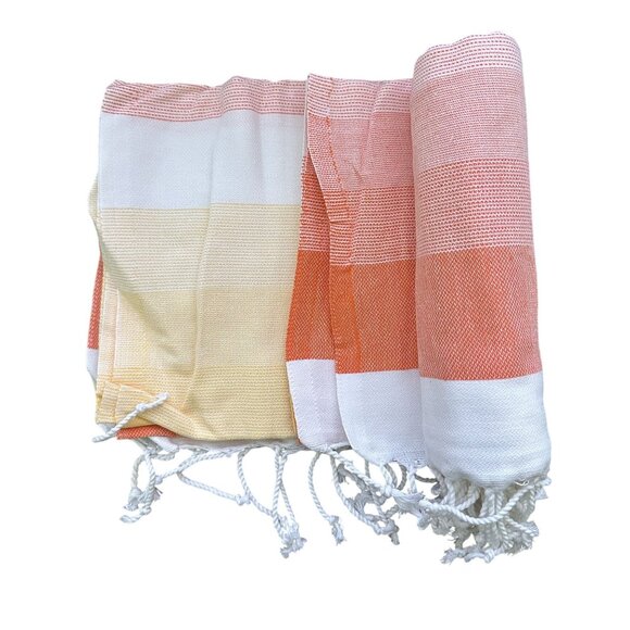 Teema Turkish Towel Yellow Layers 100% Turkish Cotton Flat Woven 68" x 38" - Picture 2 of 4